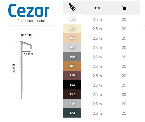 Cezar плинтус для ковролина Цезарь 2,5 м Cezar плинтус для ковролина Цезарь 2,5 м