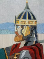 Картина из мармолеума "Выход войска Дмитрия Донского на поле Куликово" (2015, 130 х 215 см)